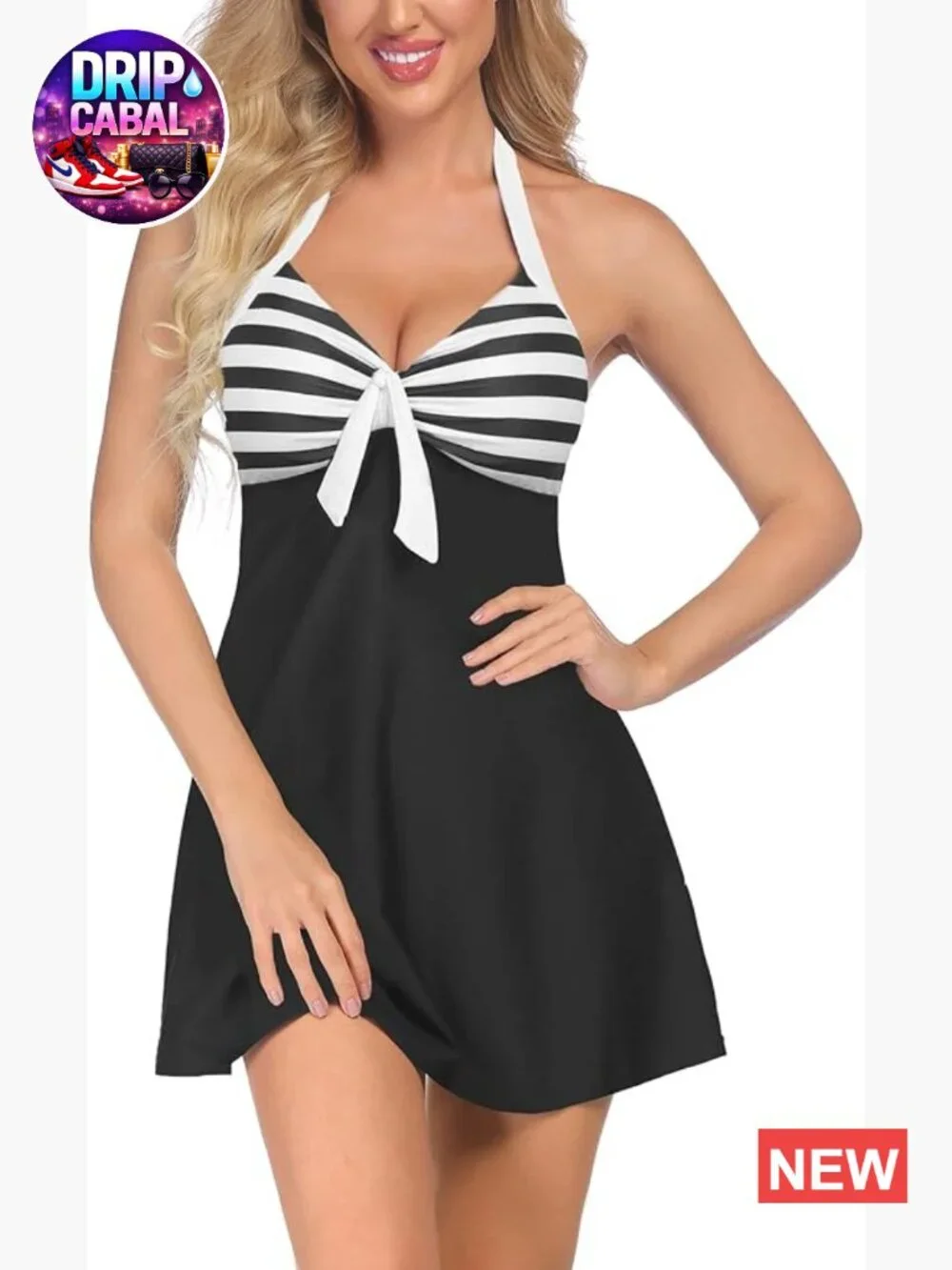 Vintage Two Piece Tankini Set with Boyshorts Halter Neck Swimsuit